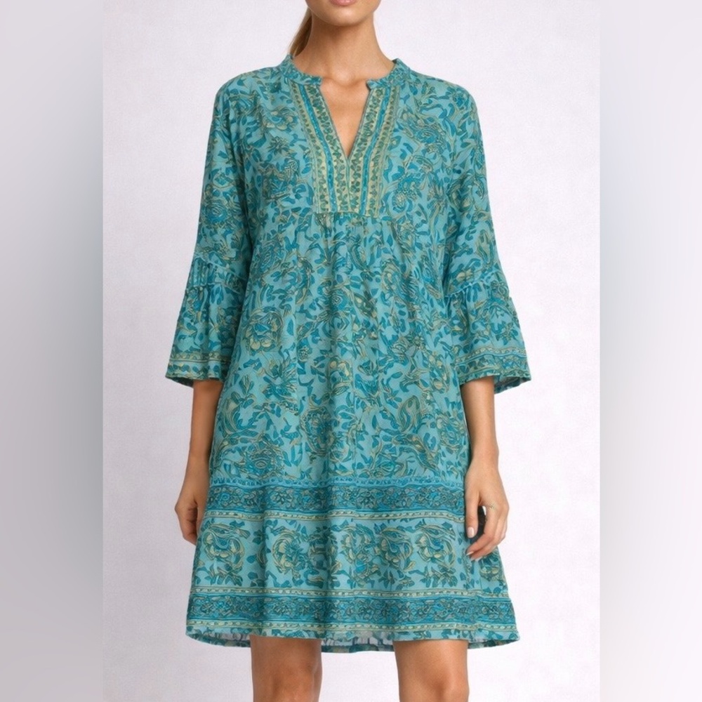 Turquoise Paisley, Lightweight Midi-Dress